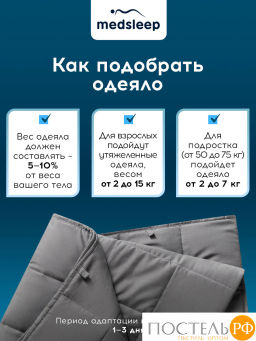 Одеяло утяжеленное MEDSLEEP ДEФOРТЕ мкрфбр/плстр/стекл.гранулы, 5кг, т.сер  фото 7
