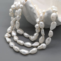 Бусы длинные из жемчуга барокко 8*15мм цвет белый, 110см - Радуга камня фото 4