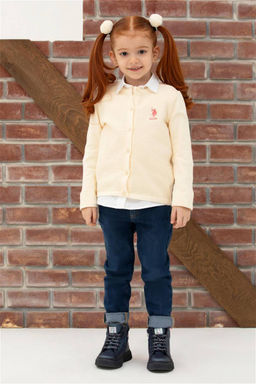 Кремовый трикотажный кардиган для девочки - U.s. polo assn фото 7