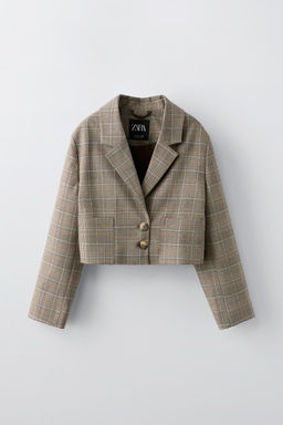 CROPPED CHECK BLAZER - Zara фото 2