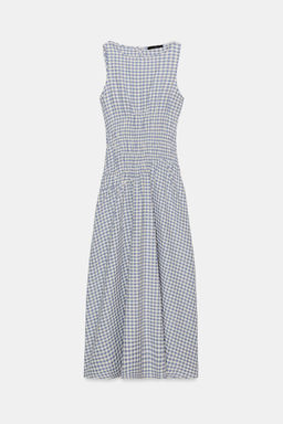 GINGHAM CHECK MIDI DRESS - Zara фото 12