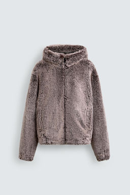 FAUX FUR HOODIE JACKET - Zara фото 8