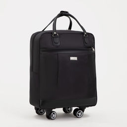 Сумка дорожная 20 на колёсах, отдел на молнии, наружный карман, цвет чёрный