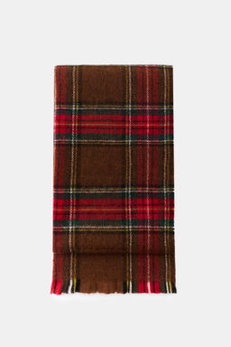 CHECK SCARF WITH FRAYED EDGES