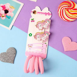 Цена за 6 шт. Набор для волос «Нежность», 4 резинки, 2 зажима, 2 невидимки, милашки, 4 и 4.5 см, розовый