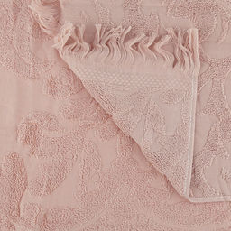 Полотенце махровое "Вензель" 70х140см, хлопок 100%, с бахромой, пыльная роза (Китай)