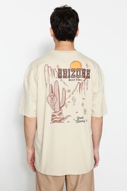 TRENDYOL MAN Siyah Oversize/Genis Kesim Tropik Arizona Sehir Bask?l? %100 Pamuklu T-Shirt TMNSS23TS00164 - Trendyolmilla фото 10