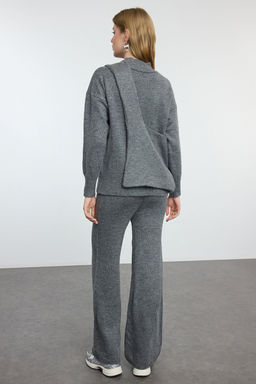 Antrasit Yumusak Dokulu Genis Kal?p Cantal? Triko Alt-Ust Tak?m TWOAW25AU00086 - Trendyolmilla фото 5