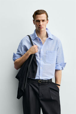 CAMISA RAYAS EFECTO ARRUGADO / Celeste - Zara фото 2