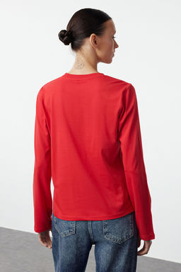 TRENDYOLMILLA Siyah-Gri 2li Paket %100 Pamuk Bisiklet Yaka Regular/Normal Kesim Orme T-Shirt TWOAW25TS00001 фото 3