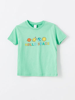 Bisiklet Yaka K?sa Kollu Bask?l? Erkek Bebek Ti??rt