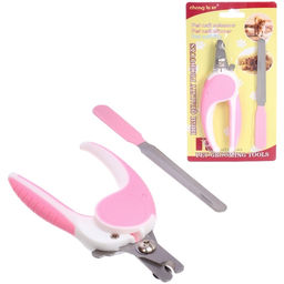 Цена за 2 шт. Набор для груминга "Нежный Бро", когтерез и пилка, цвет белый/розовый (блистер U)