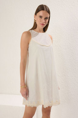 Trendyolmilla Ekru A Kesim Cicekli Nak?s Detayl? Mini Dokuma Elbise TWOSS25EL00432 фото 2