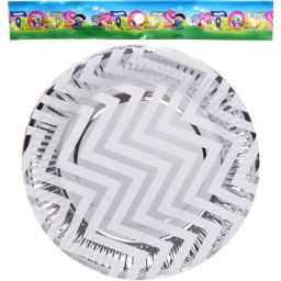Тарелка бумажная 18 см в наборе 10 шт "Зигзаг", серебро