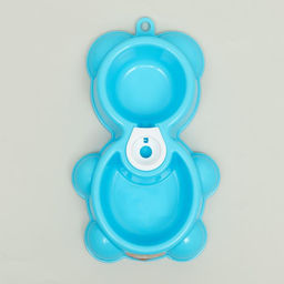 Миска двойная Мишка под бутылку, 24,5 х 19 х 4 см, голубая