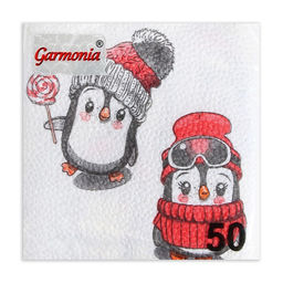 Цена за 4 шт. Салфетки новогодние бумажные Пингвины 1 слой, 24?24 см, 50 шт.