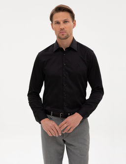 Siyah Non Iron Kolay _t_lenebilir Slim Fit G_mlek
