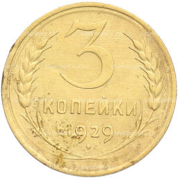 Монета 3 копейки 1929 года