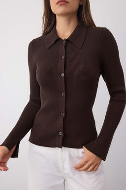 Wardrobe Essentials Kahverengi Premium Iplik Polo Yaka Triko H?rka | TWOAW26HI00225