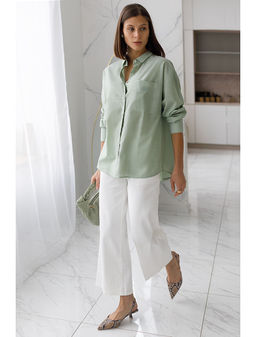 Блузка свободная с карманом из хлопка - Vilatte фото 5