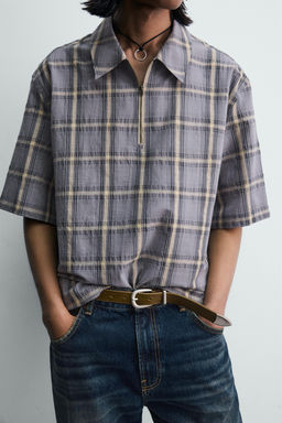 CAMISA POLO CREMALLERA CUADROS / Azul / Lavanda - Zara фото 6