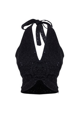 Trendyolmilla Siyah Gul Detayl? Payet Bluz TPRSS25BZ00010