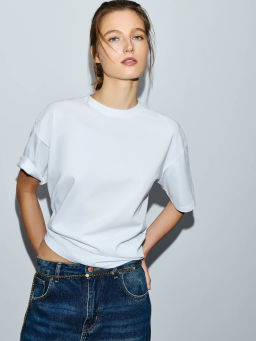 Футболка свободного кроя из хлопка OVERSIZE0726-1 / Zarina