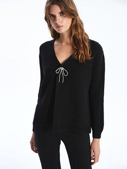 V Yaka Kad?n Triko H?rka