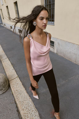BEADED SATIN TOP