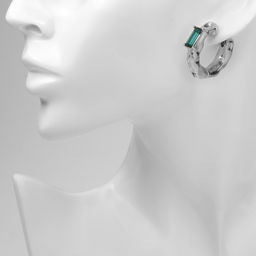 Серьги со стразами Блеск вечера азарт, зелёные в серебре - Qf фото 3
