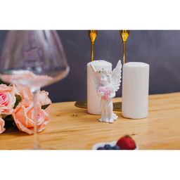 Фигурка полистоун Ангел в розовом венке с сердцем из роз, 15?7.8?5.5 см, МИКС