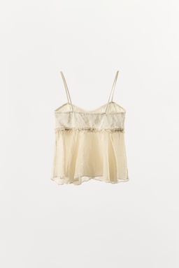 TOP LENCERO COMBINADO ENCAJE / Crudo - Zara фото 8