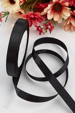 Лента атласная 1,2 см*25 ярд (10 бобин) SF-1360, черный №039