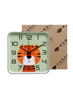 Часы настенные «Тигрёнок», детские, плавный ход, 19×19 см, зелёные
