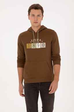 Erkek Regular Fit Kap__onlu Haki Sweatshirt