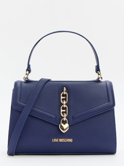 Женская сумка с ручками LOVE MOSCHINO CHAIN DETAIL CROCO Артикул 4192251, фиолетово-синий