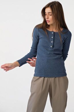 Лонгслив трикотажный с пуговицами из хлопка бордовый - Fly фото 9