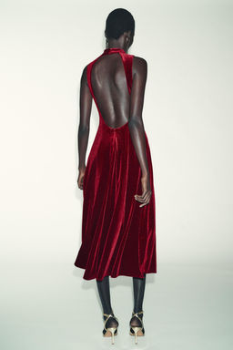 VELVET MIDI DRESS - Zara фото 6