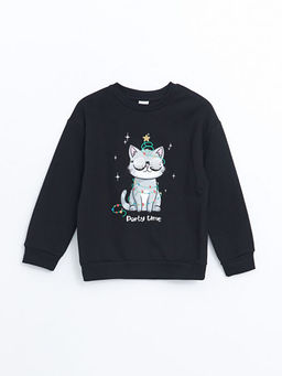 Bisiklet Yaka K?z ?ocuk Kal?n Sweatshirt