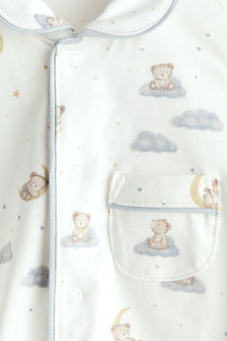 Collared cotton sleepsuit