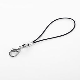 Основа для брелока на нитке с карабином 6см набор 100 шт чёрный/серебряный