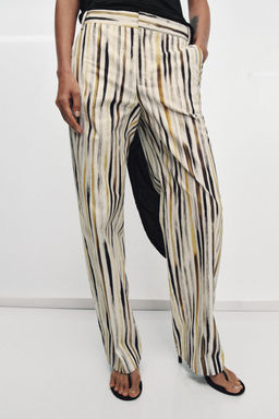 PANTAL?N POPEL?N RAYAS ZW COLLECTION / Marr?n / Crudo - Zara фото 3