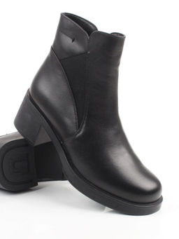 01-M43-6 BLACK Ботинки демисезонные женские (натуральная кожа, байка)
