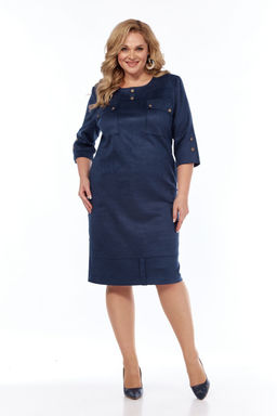 Платье офисное из спандекса темно-синее - Almond фото 5