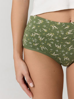 Цена за 2 штуки! Трусы макси зеленые с цветочным принтом