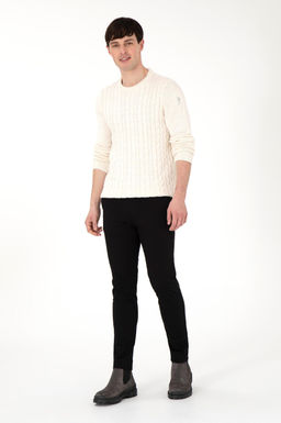 Erkek Slim Fit Siyah Kanvas Pantolon