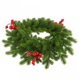 Декоративный венок "Елка с ягодой" д43см, малый, пластик, зеленый (Россия)