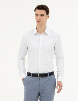 Beyaz Slim Fit Uzun Kollu G_mlek