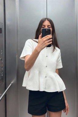 PEPLUM KNIT CARDIGAN