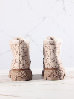 Ботинки 307.PODYUM141 br.Бежевый гучи коричневый/мех